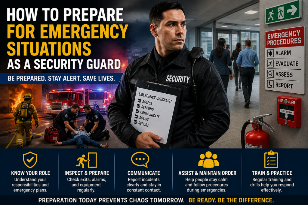 How to prepare for emergency situations as a security guard emergency response training California A & C Security Group