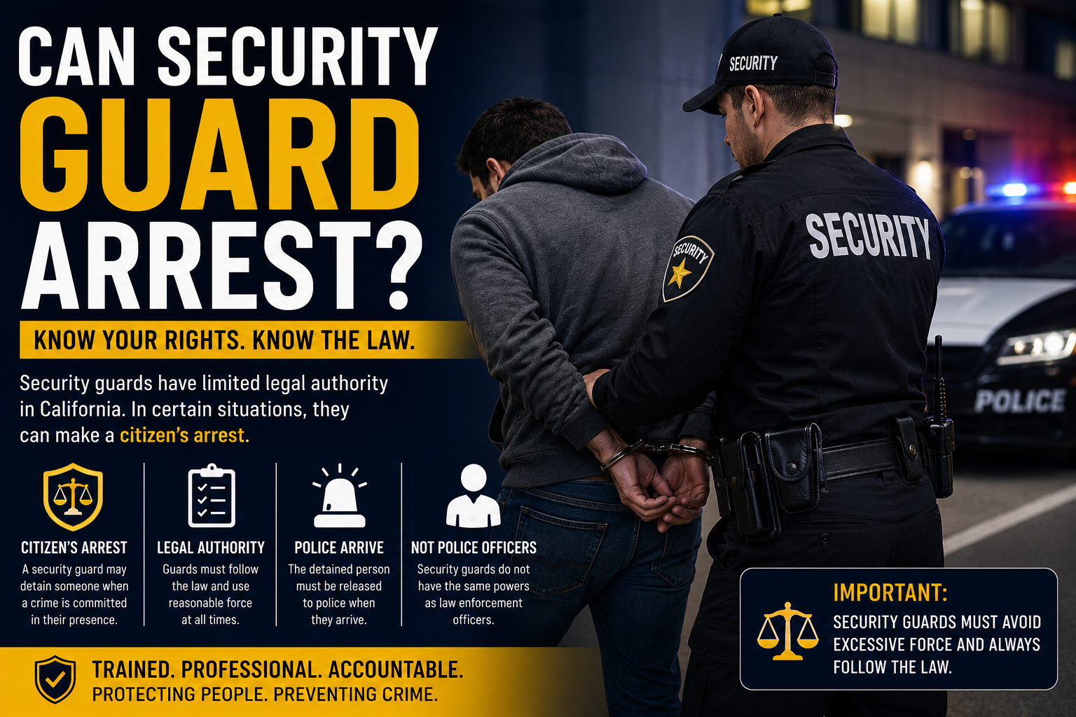 Can security guard arrest someone in California citizen’s arrest laws and legal authority for security guards