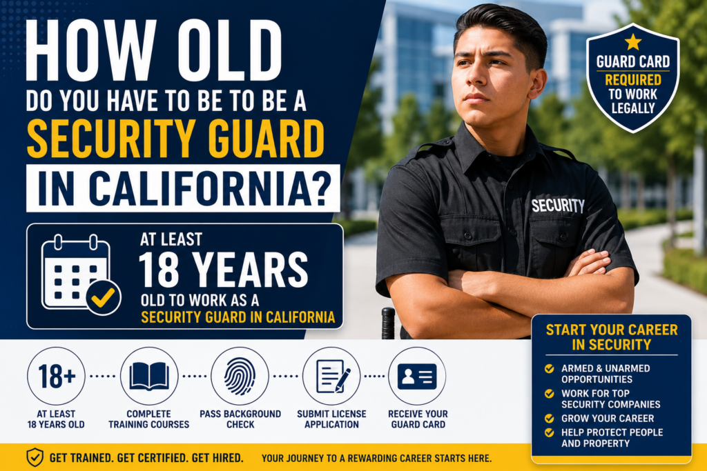 How old do you have to be to be a security guard in California minimum age requirement for guard card applicants
