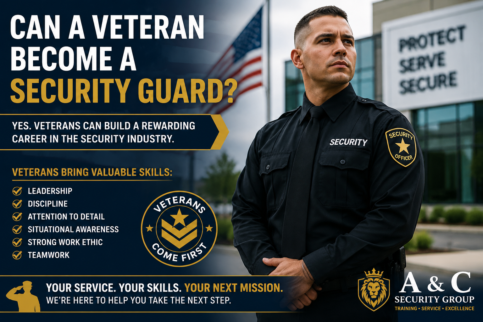 Military veteran transitioning into a California security guard career through Guard Card training